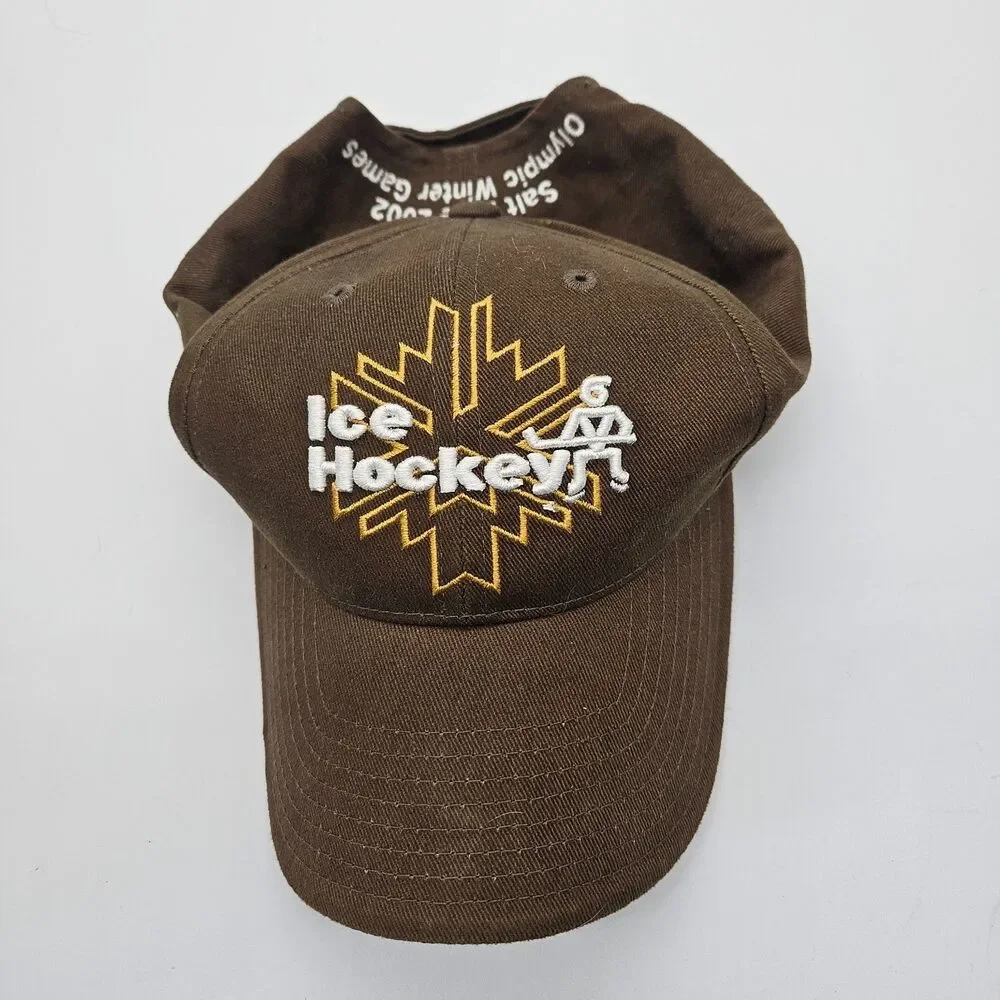 Salt Lake 2002 Olympic Games Strapback Hat Ice Hockey Venue Collection Brown VTG